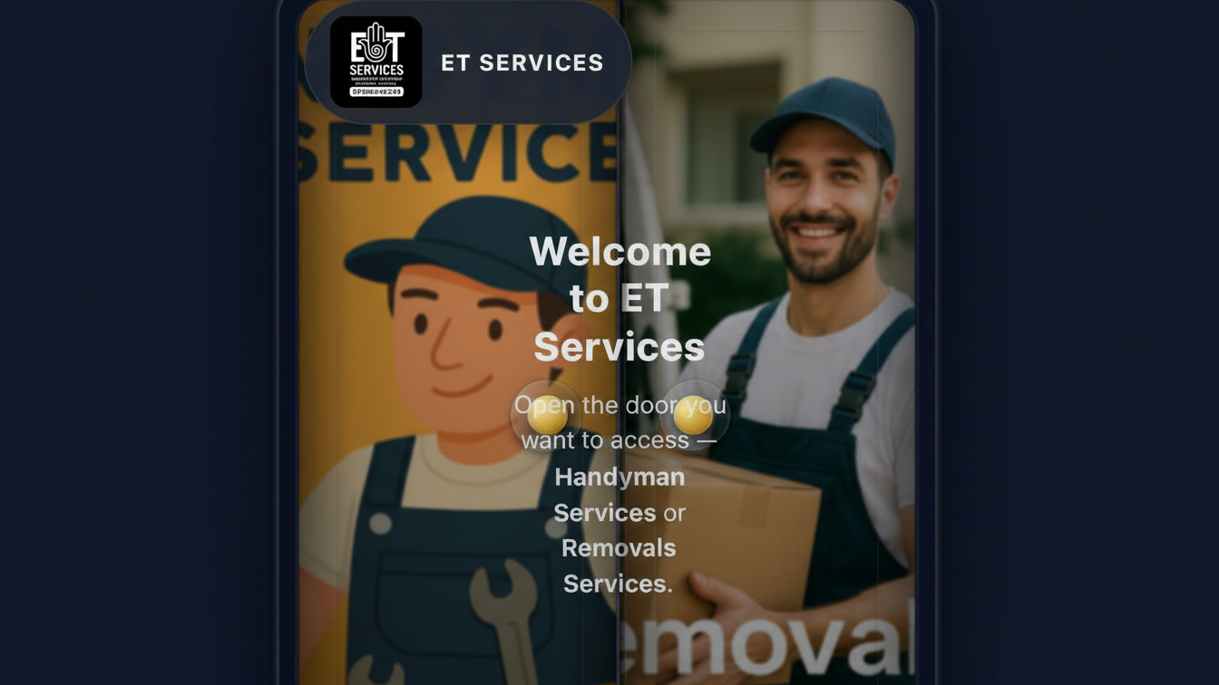 ET Services homepage with service cards