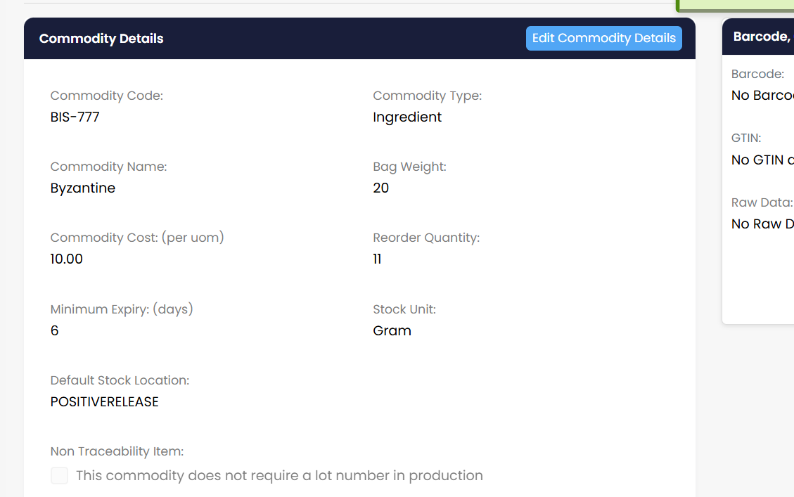 TraceSavvy stock movement traceability view